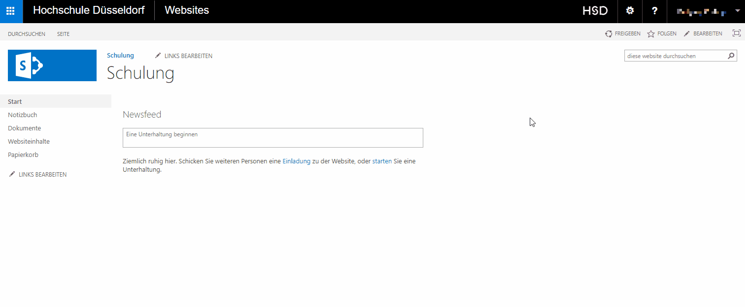Berechtigungen Website